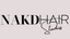 Nakd Hair Studios logo on a light pink background
